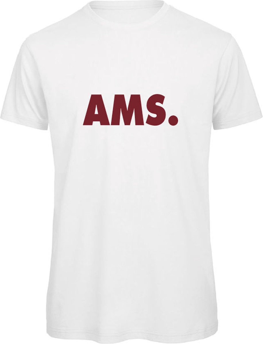   wit S - AMS - bordeaux rood -   | Amsterdam | Unisex |   heren |   Dames